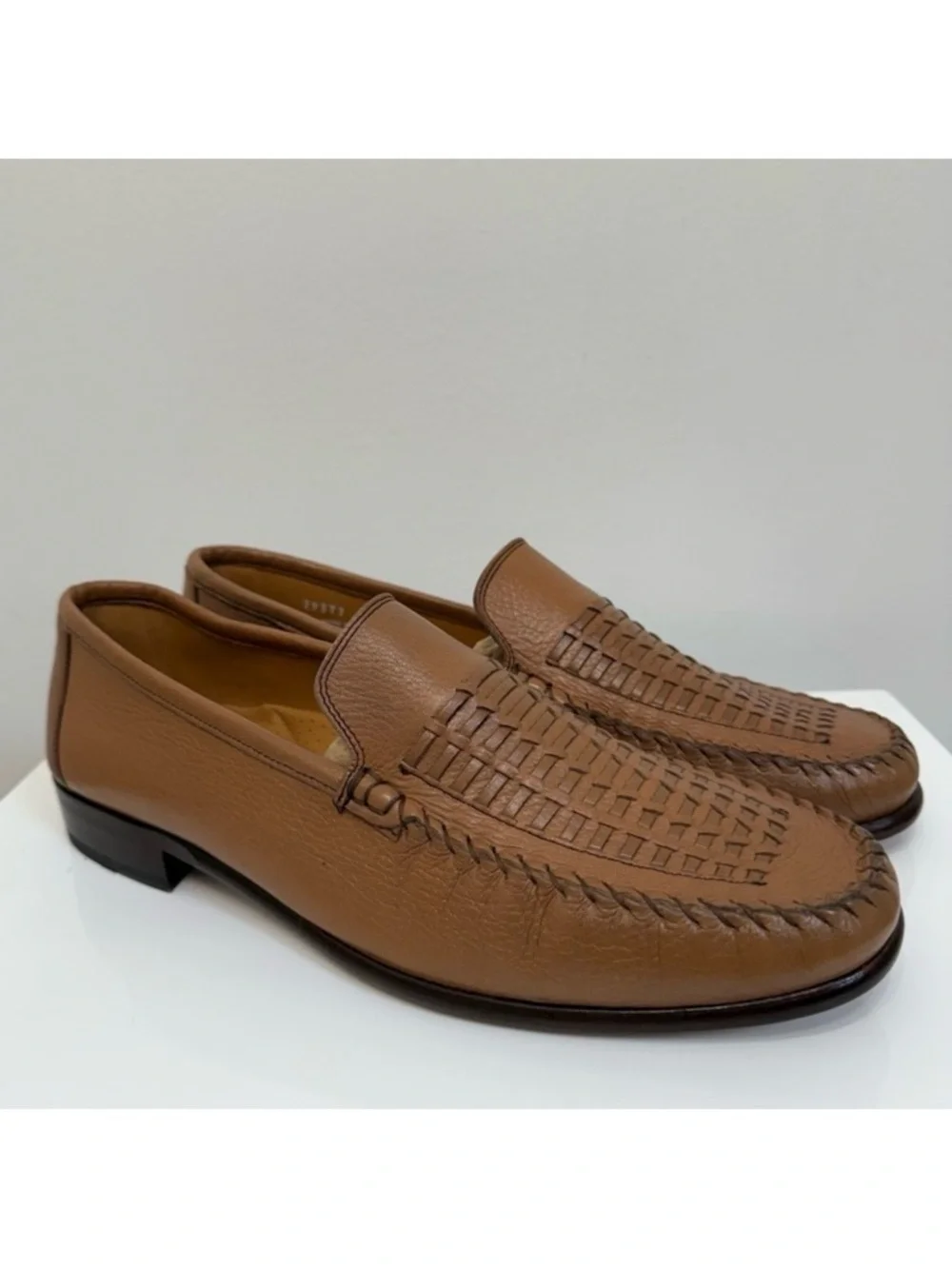 Bostonian Men's Tan Soft Leather Woven Leather Loafer Men's Size 12 M Career